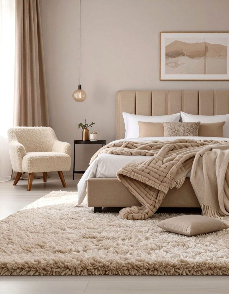 bedroom decor ideas neutral layered beige bedroom with linen textures